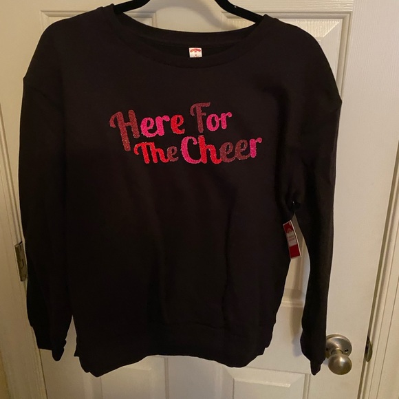Holiday Time "Here for the Cheer" Size Med Long Sleeve Festive Sweatshirt NWT - Picture 1 of 5
